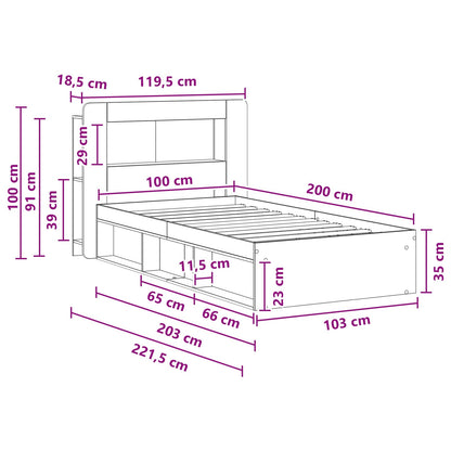 Bed Frame with Storage White 100 x 200 cm Engineered Wood
