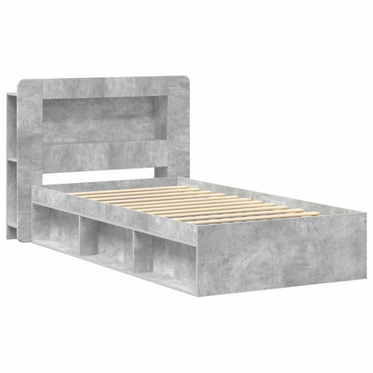 Bed Frame with Storage with Headboard Concrete Grey 90 x 200 cm