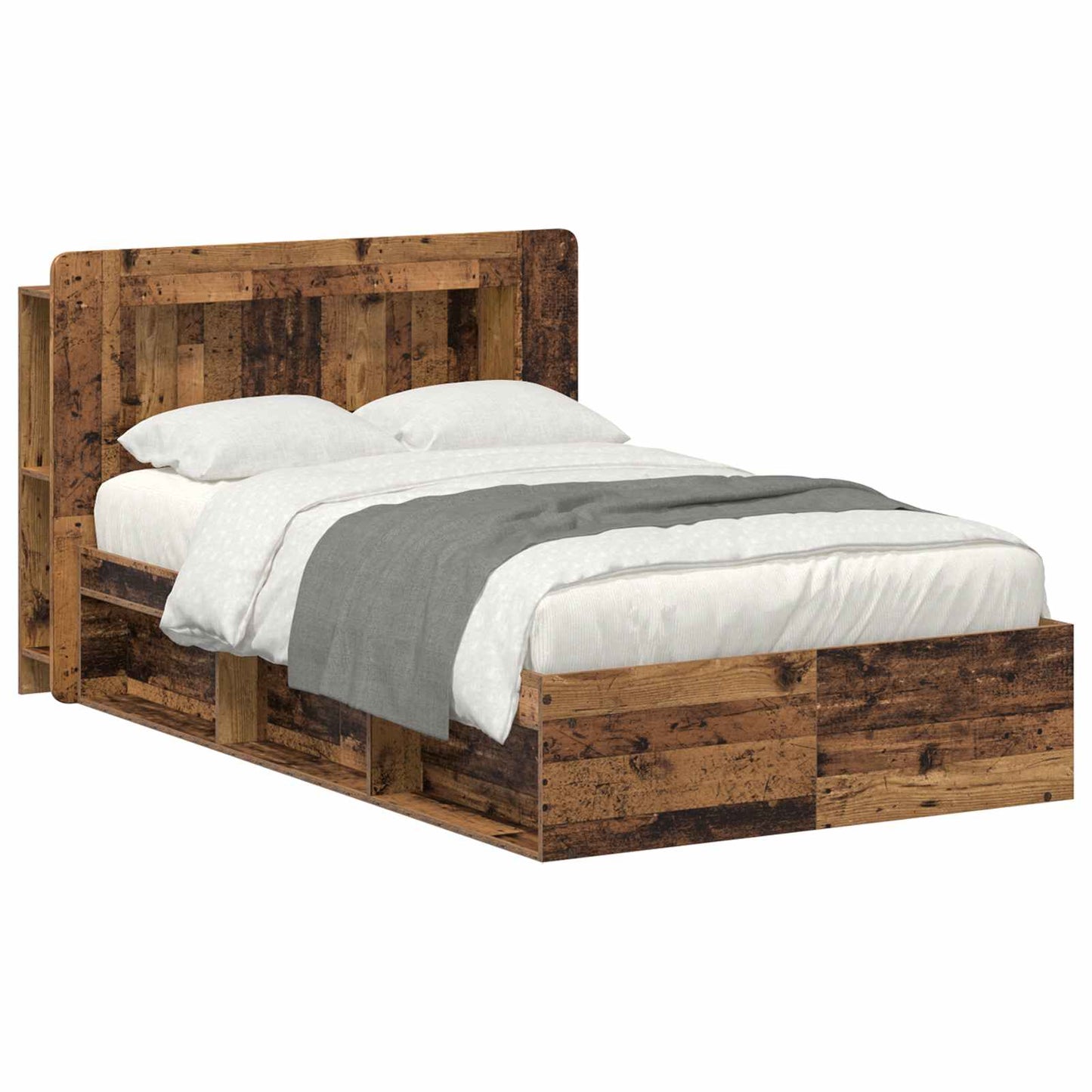 Bed Frame with Storage Old Wood 120 x 190 cm Engineered Wood