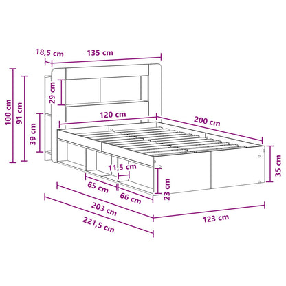 Bed Frame with Storage Artisan Oak 120 x 200 cm Engineered Wood
