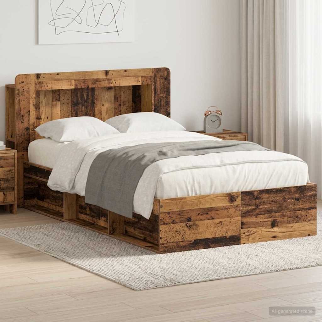 Bed Frame with Storage Old Wood 120 x 200 cm Engineered Wood