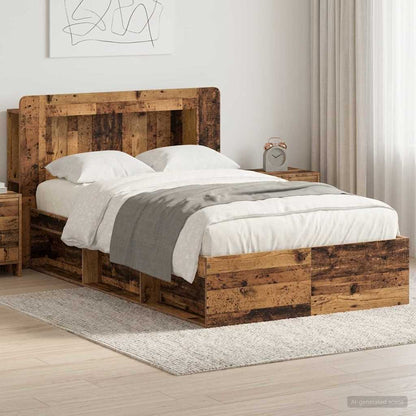 Bed Frame with Storage Old Wood 120 x 200 cm Engineered Wood