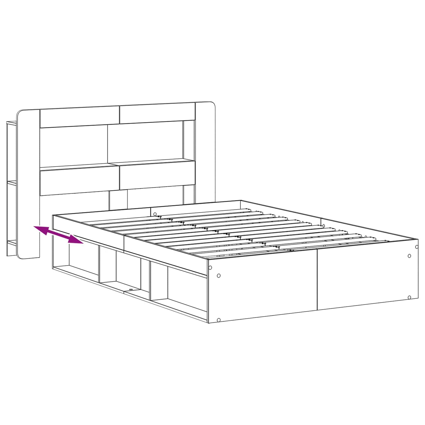 Bed Frame with Storage Old Wood 135 x 190 cm Engineered Wood