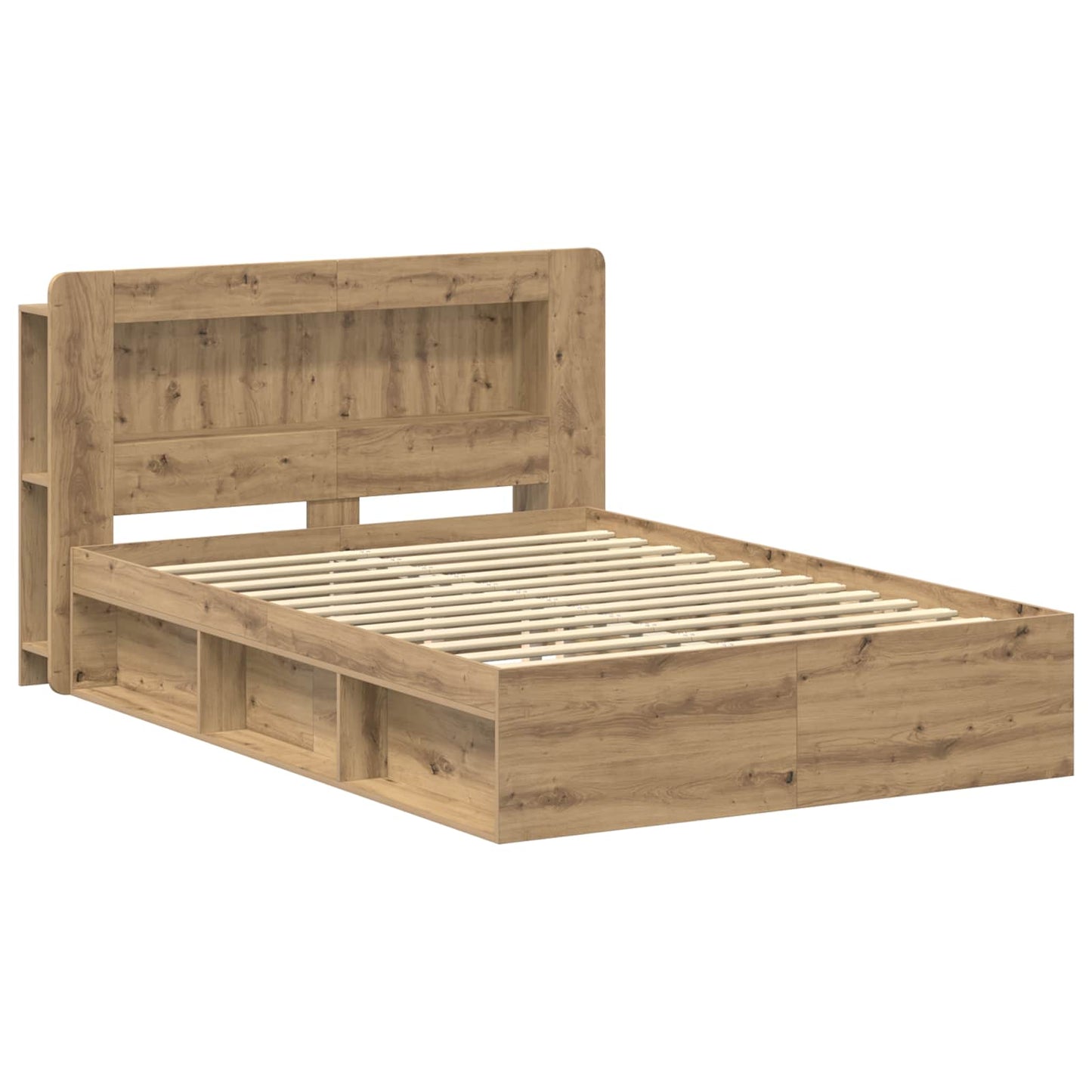 Bed Frame with Storage Artisan Oak 140 x 190 cm Engineered Wood