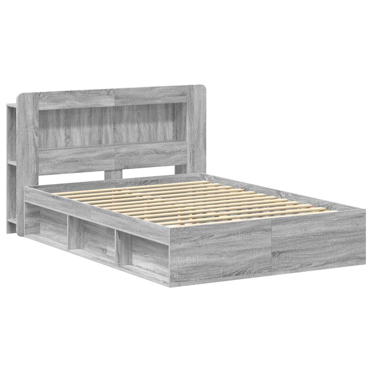 Bed Frame with Storage Grey Sonoma 140 x 190 cm Engineered Wood