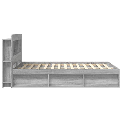 Bed Frame with Storage Grey Sonoma 140 x 190 cm Engineered Wood