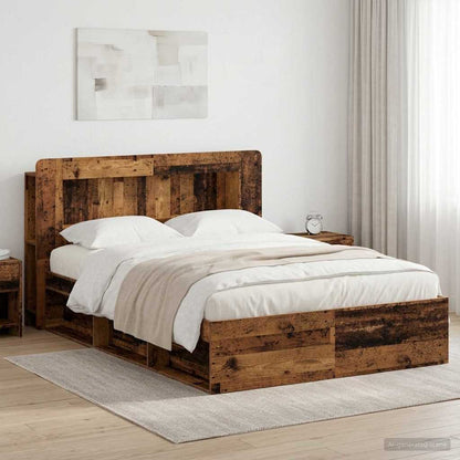 Bed Frame with Storage Old Wood 140 x 190 cm Engineered Wood