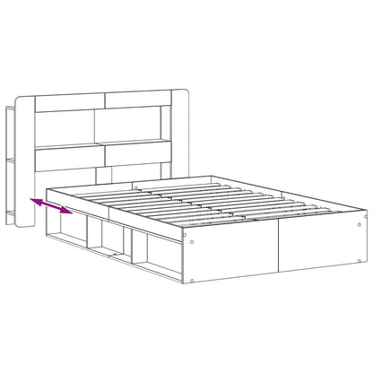 Bed Frame with Storage Smoked Oak 140 x 190 cm Engineered Wood