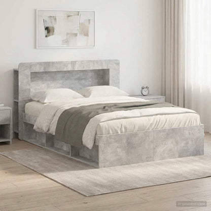 Bed Frame with Storage Concrete Grey 140 x 200 cm