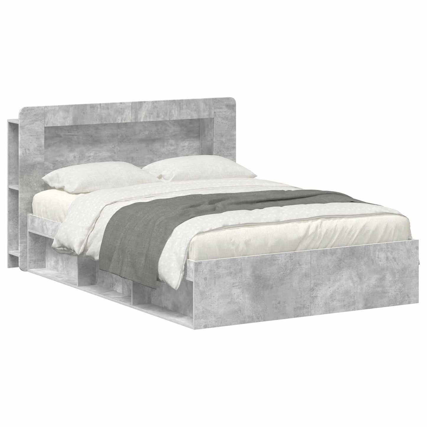 Bed Frame with Storage Concrete Grey 140 x 200 cm