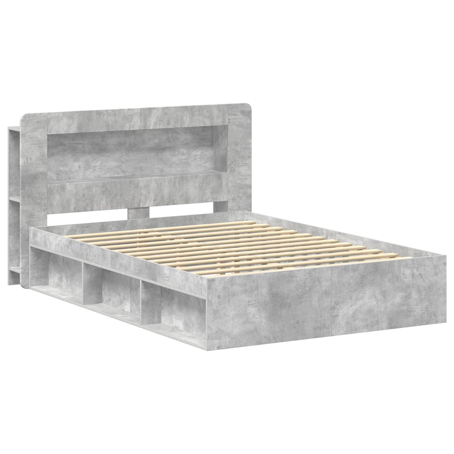 Bed Frame with Storage Concrete Grey 140 x 200 cm