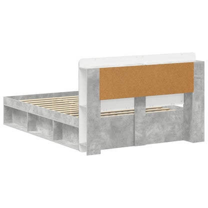 Bed Frame with Storage Concrete Grey 140 x 200 cm