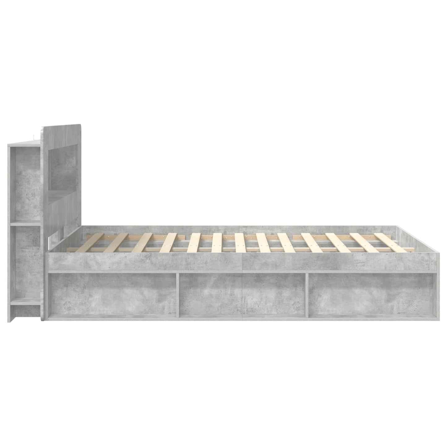 Bed Frame with Storage Concrete Grey 140 x 200 cm