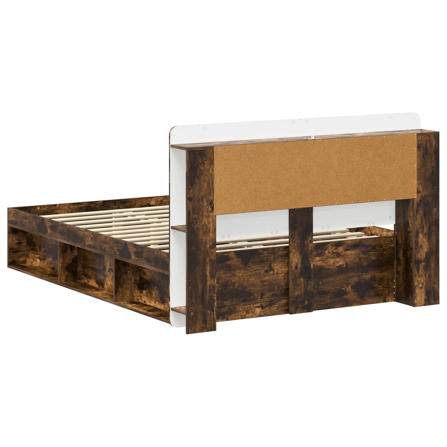 Bed Frame with Storage Smoked Oak 140 x 200 cm Engineered Wood