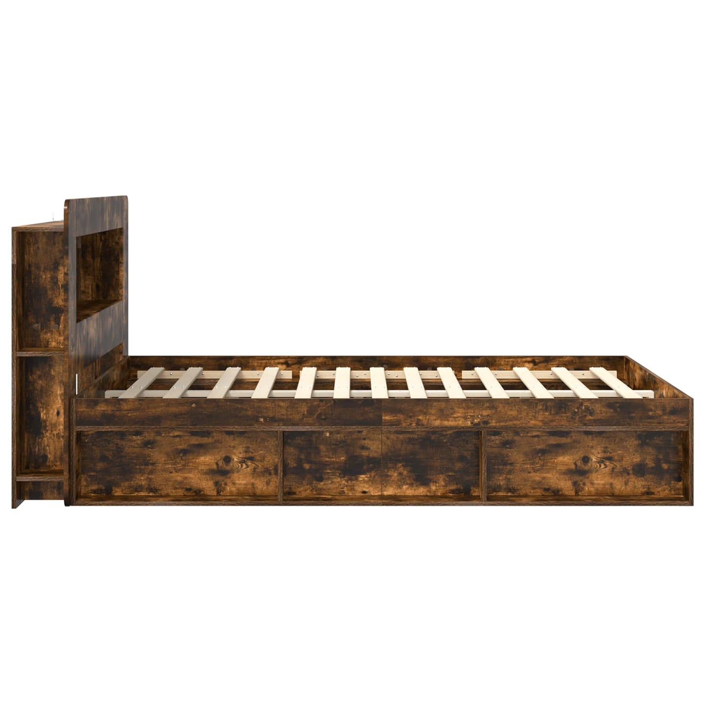 Bed Frame with Storage Smoked Oak 140 x 200 cm Engineered Wood