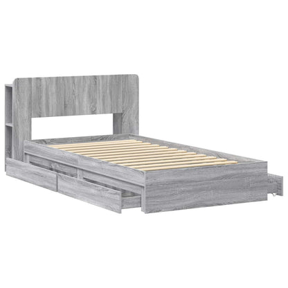 Bed Frame with Storage Grey Sonoma 75 x 190 cm Engineered Wood