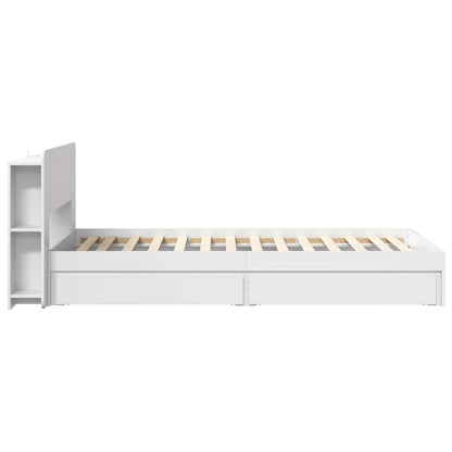 Bed Frame with Storage White 75 x 190 cm Engineered Wood