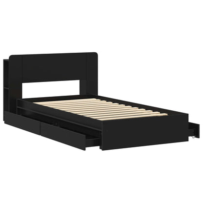 Bed Frame with Storage Black 90 x 190 cm Engineered Wood
