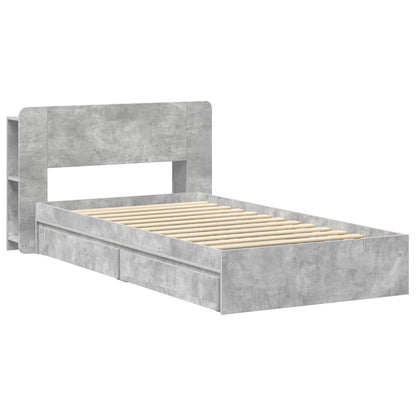 Bed Frame with Storage with Drawer Concrete Grey 90 x 190 cm