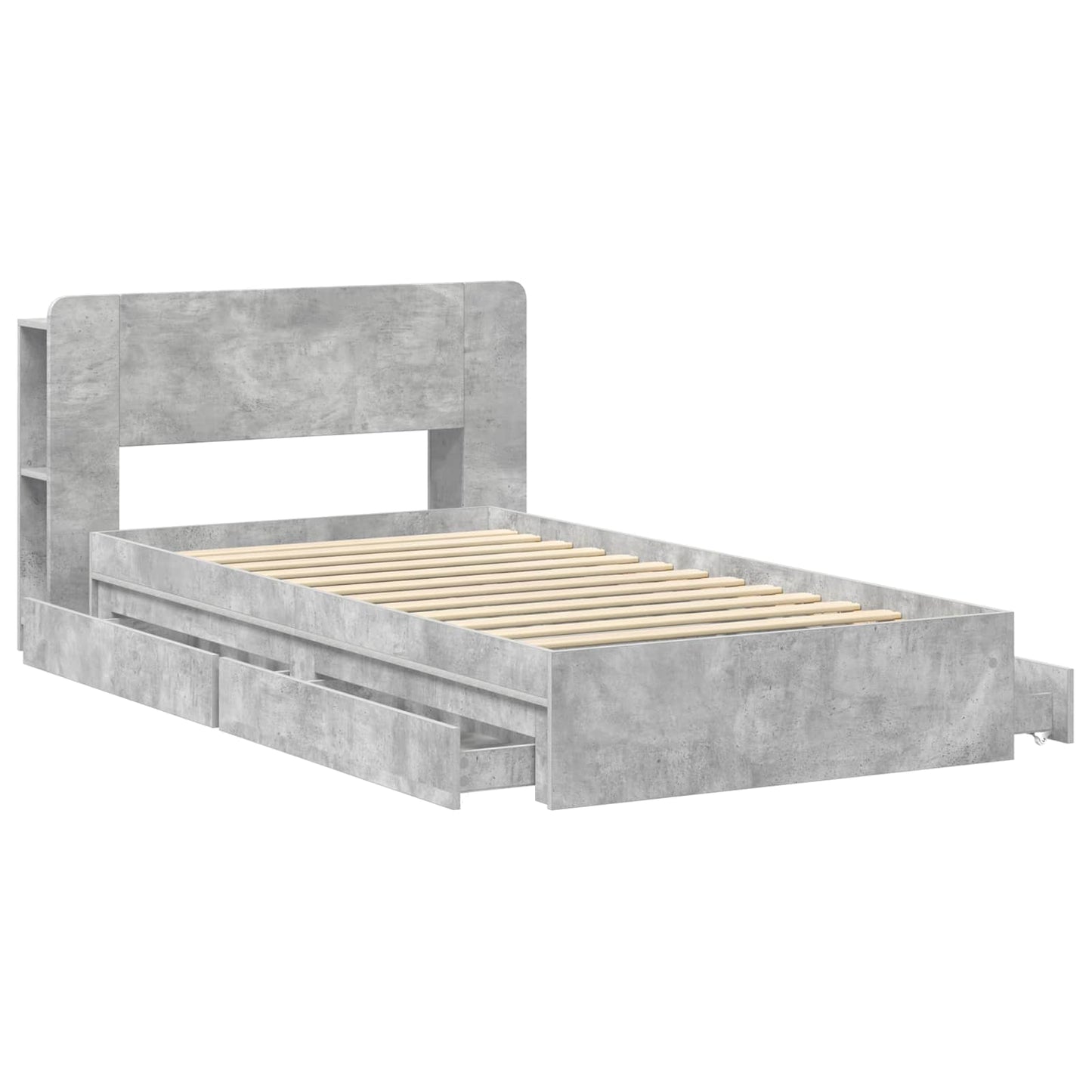 Bed Frame with Storage with Drawer Concrete Grey 90 x 190 cm