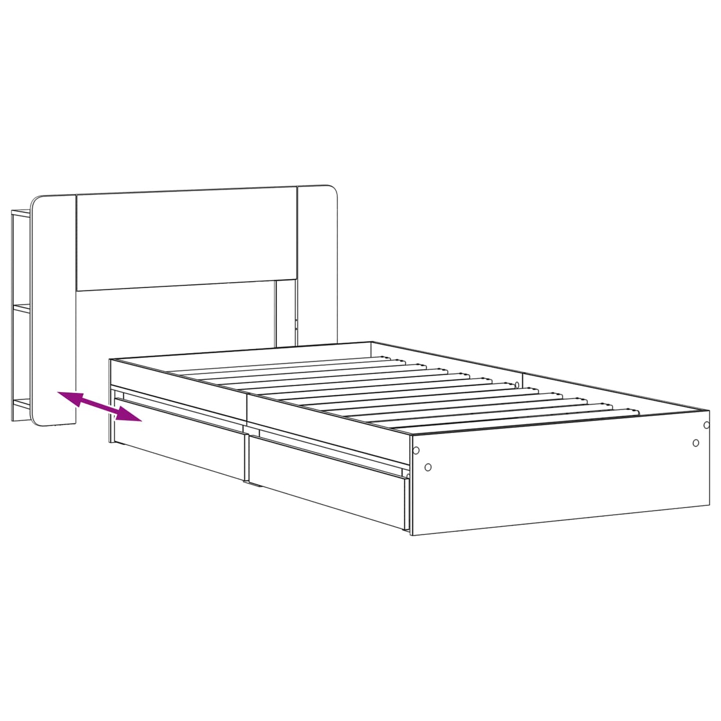 Bed Frame with Storage Smoked Oak 90 x 190 cm Engineered Wood