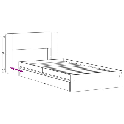 Bed Frame with Storage Smoked Oak 90 x 190 cm Engineered Wood