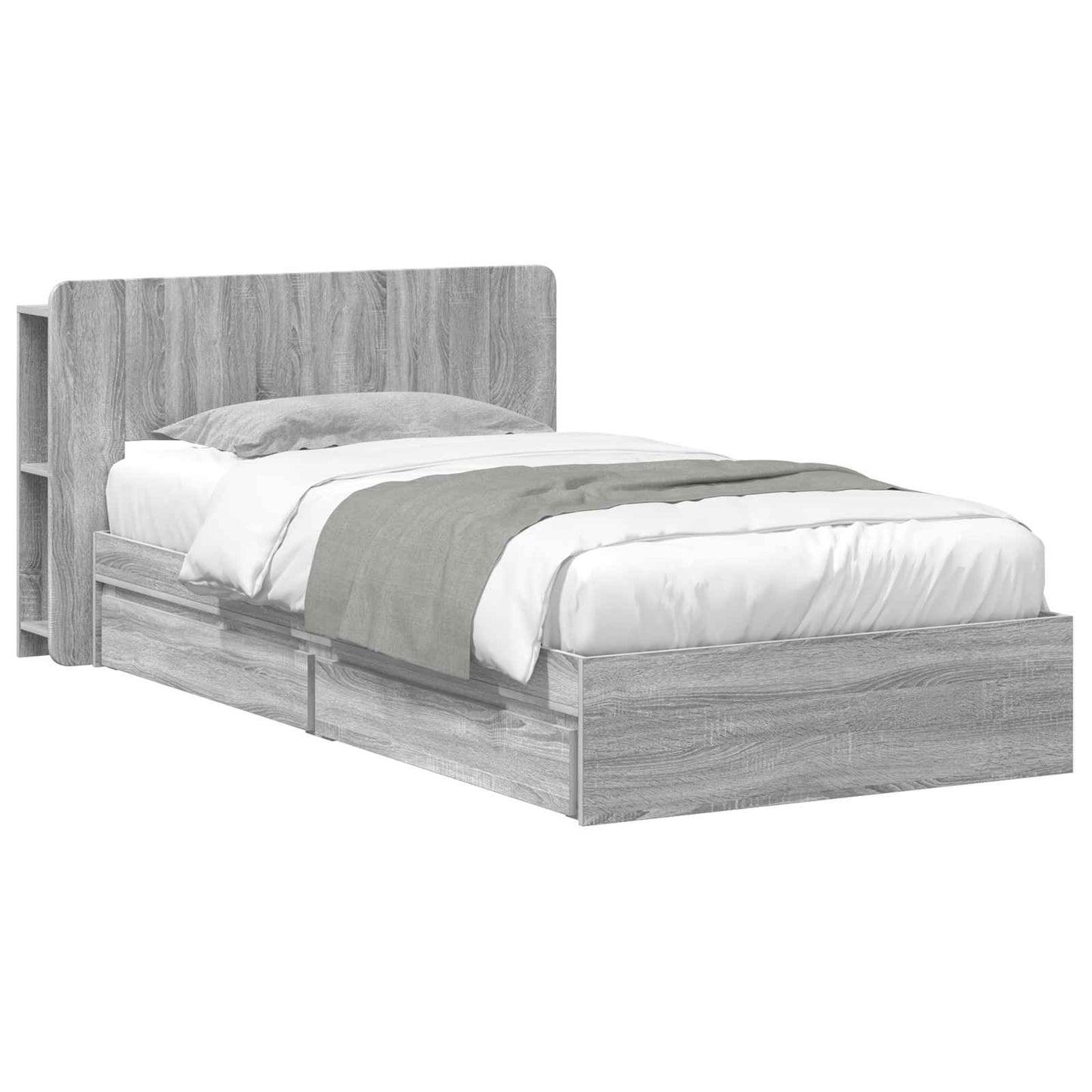 Bed Frame with Storage Grey Sonoma 90 x 200 cm Engineered Wood