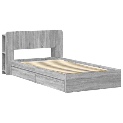 Bed Frame with Storage Grey Sonoma 90 x 200 cm Engineered Wood