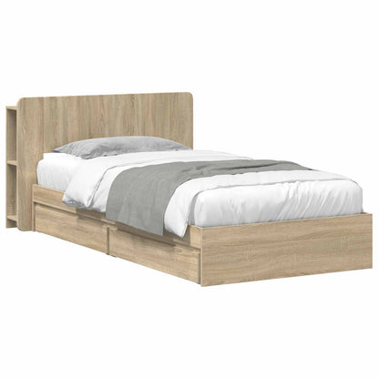 Bed Frame with Storage Sonoma Oak 90 x 200 cm Engineered Wood