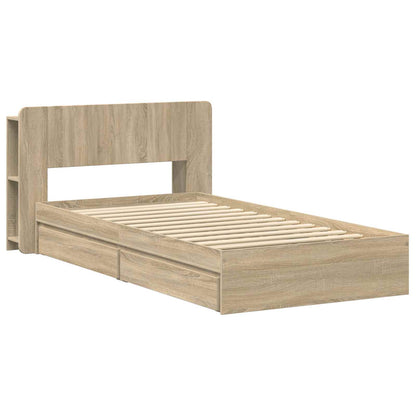 Bed Frame with Storage Sonoma Oak 90 x 200 cm Engineered Wood