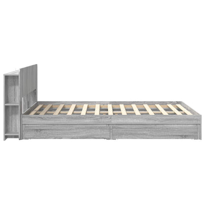 Bed Frame with Storage Grey Sonoma 140 x 200 cm Engineered Wood
