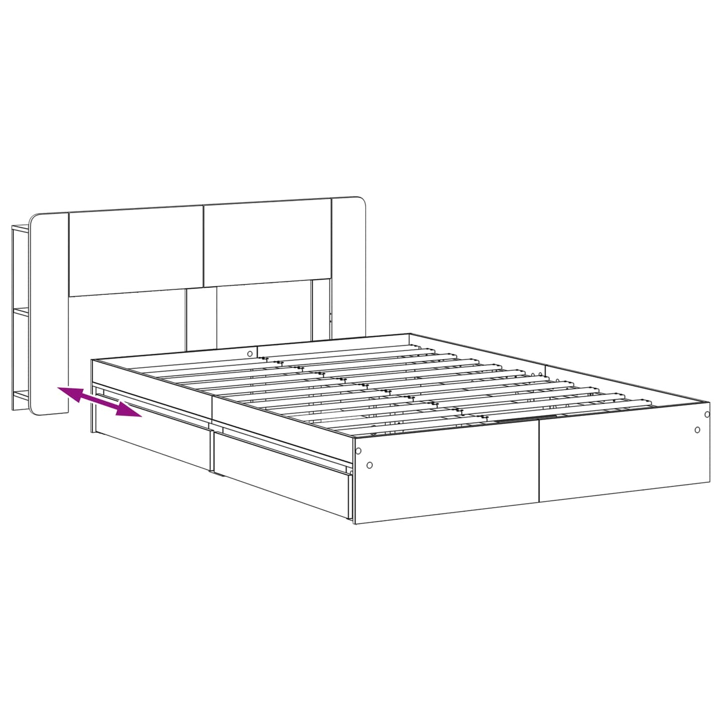 Bed Frame with Storage Smoked Oak 135 x 190 cm Engineered Wood