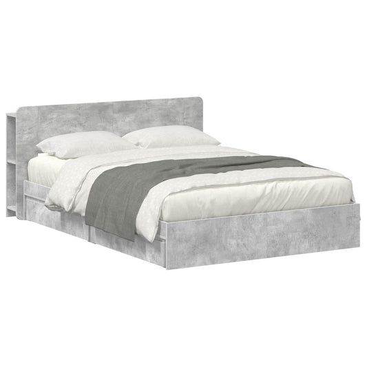 Bed Frame with Storage with Drawer Concrete Grey 150 x 200 cm