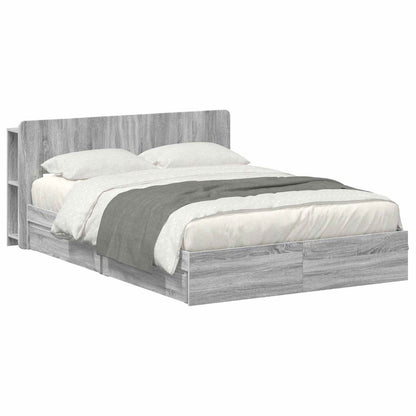 Bed Frame with Storage Grey Sonoma 150 x 200 cm Engineered Wood