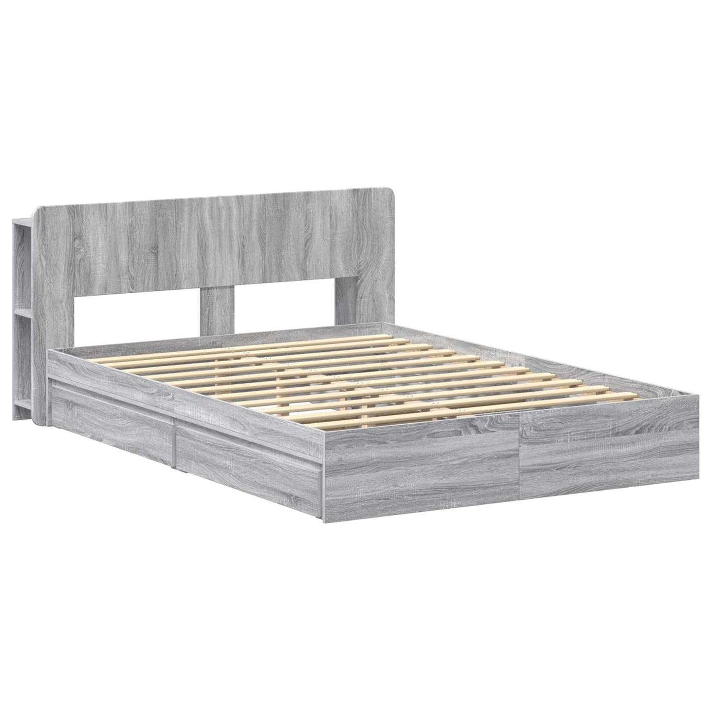 Bed Frame with Storage Grey Sonoma 160 x 200 cm Engineered Wood