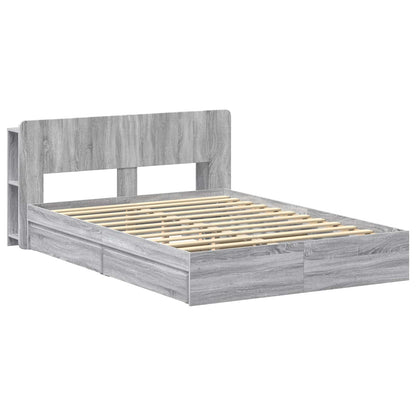 Bed Frame with Storage Grey Sonoma 160 x 200 cm Engineered Wood