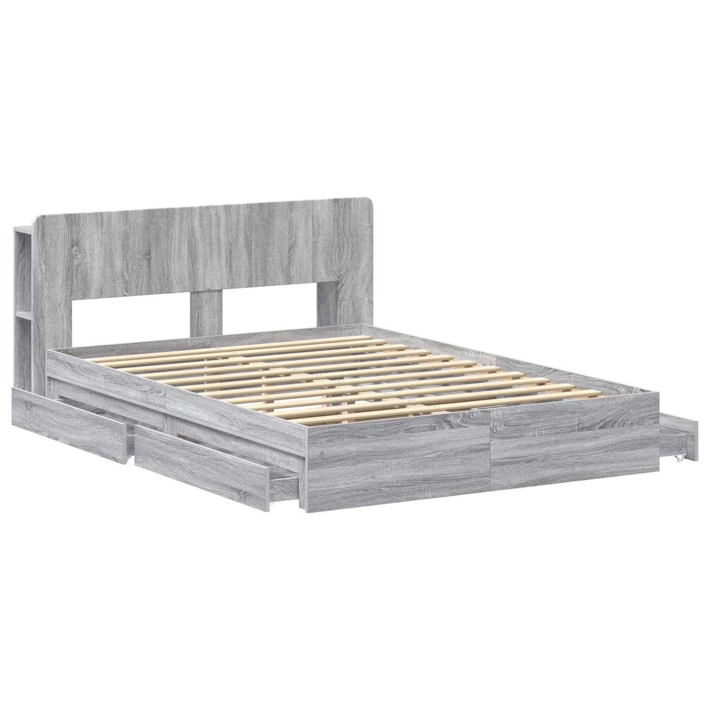 Bed Frame with Storage Grey Sonoma 160 x 200 cm Engineered Wood