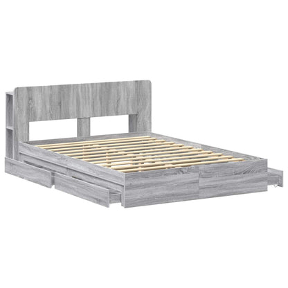 Bed Frame with Storage Grey Sonoma 160 x 200 cm Engineered Wood