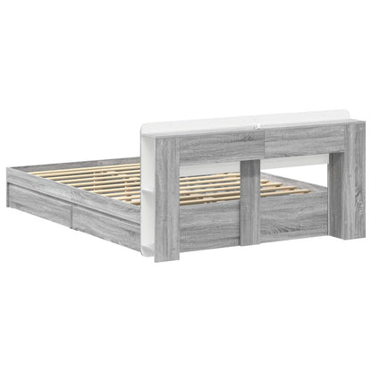 Bed Frame with Storage Grey Sonoma 160 x 200 cm Engineered Wood