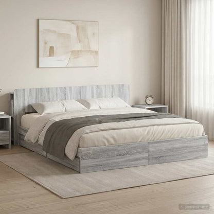 Bed Frame with Storage Grey Sonoma 180 x 200 cm Engineered Wood