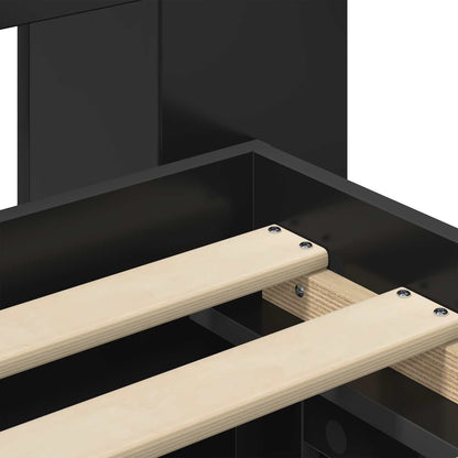 Bed Frame with Storage Black 200 x 200 cm Engineered Wood