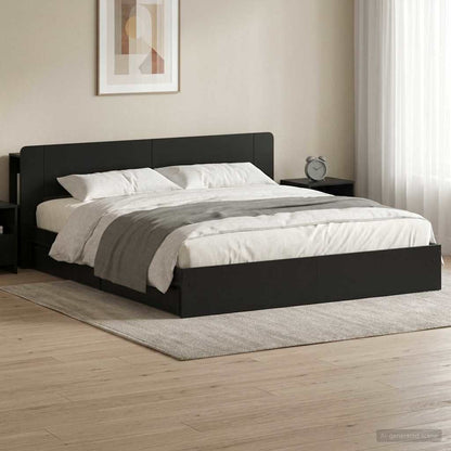 Bed Frame with Storage Black 200 x 200 cm Engineered Wood