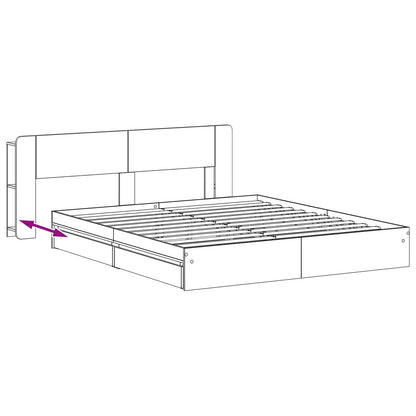 Bed Frame with Storage Black 200 x 200 cm Engineered Wood
