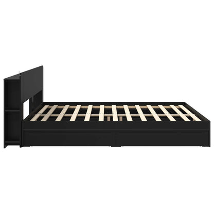 Bed Frame with Storage Black 200 x 200 cm Engineered Wood