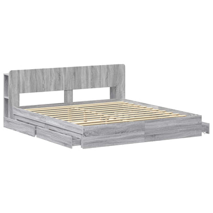 Bed Frame with Storage Grey Sonoma 200 x 200 cm Engineered Wood