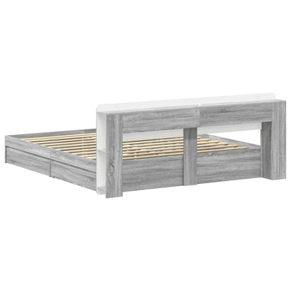 Bed Frame with Storage Grey Sonoma 200 x 200 cm Engineered Wood
