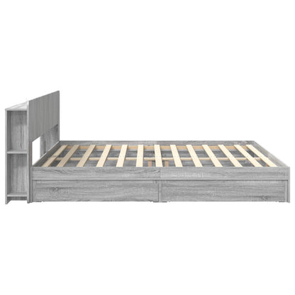 Bed Frame with Storage Grey Sonoma 200 x 200 cm Engineered Wood