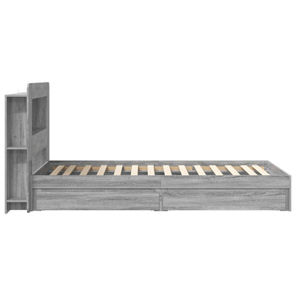 Bed Frame with Storage Grey Sonoma 75 x 190 cm Engineered Wood