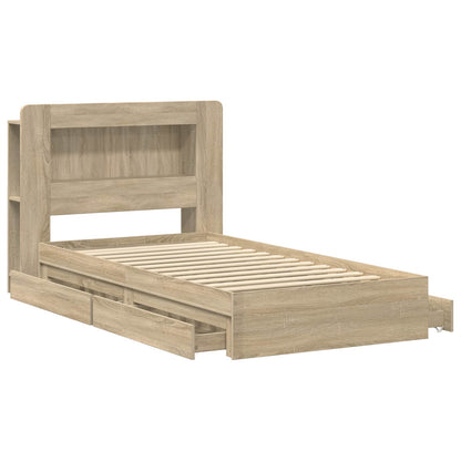 Bed Frame with Storage Sonoma Oak 75 x 190 cm Engineered Wood