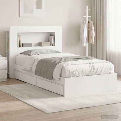 Bed Frame with Storage White 75 x 190 cm Engineered Wood